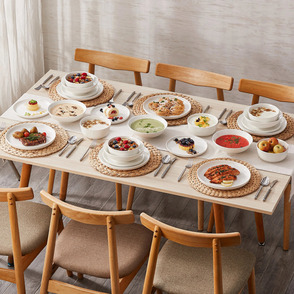MALACASA Ceramic Dinnerware Set With Plates And Cereal Bowls