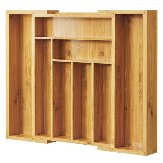 Adjustable Bamboo Drawer Organizer for Cutlery and Kitchen Utensils