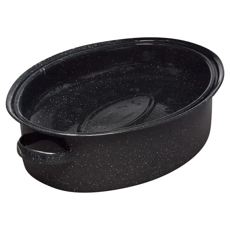 Durable Covered Oval Steel Roaster Pan For Everyday Cooking