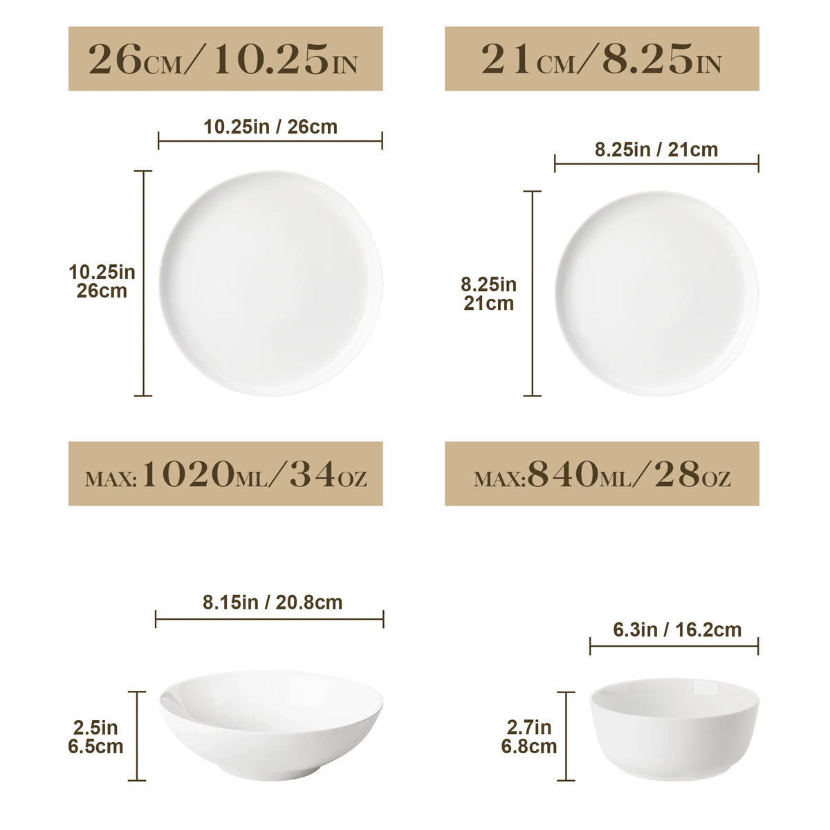 MALACASA Ceramic Dinnerware Set With Plates And Cereal Bowls